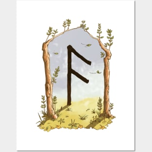 rune ansuz - magical symbol Posters and Art